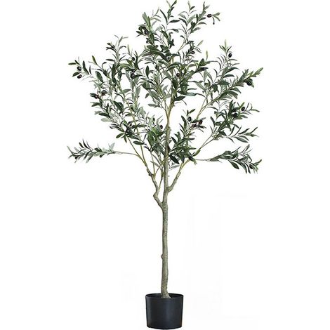 Vicmhuang – Plante verte artificielle Olivier 150 cm – Pot tissé en jonc de mer naturel – Décoration intérieure et extérieure – Sans entretien (1/5)