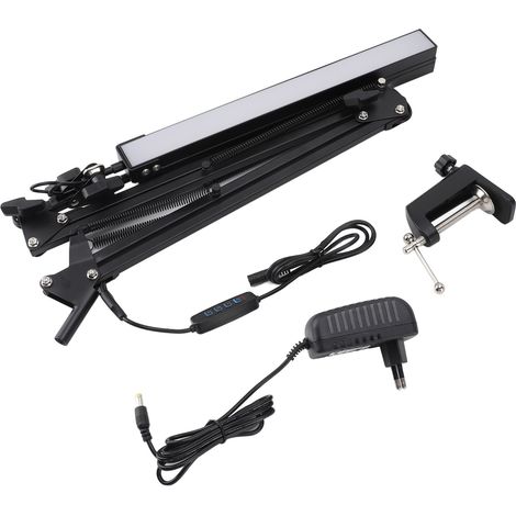 Ortviai Lampe de bureau à pince LED double tête, 3 températures de couleur, réglage continu de la luminosité, bras articulé (1/5)