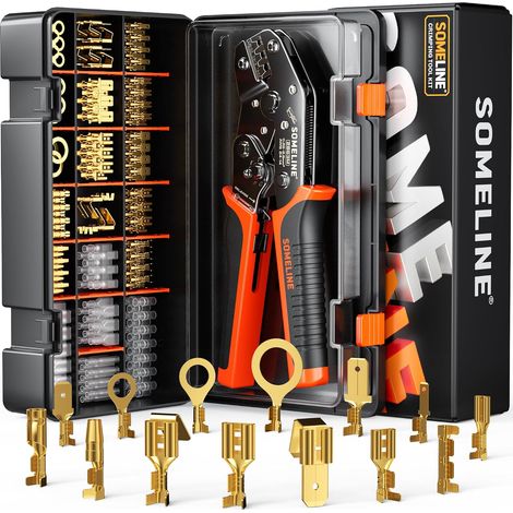Pince à Sertir pour Connecteur Bêche avec 12 Sortes Connecteurs Mâles Femelles Pour câble 0,25-2,5 mm², Pince à Sertir les Cosses de Fils (1/5)