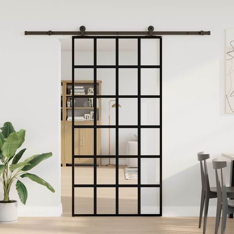 Maison Exclusive - Schiebetür mit Beschlag 102x205 cm ESG-Glas &