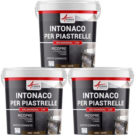 Intonaco per piastrelle del bagno e cucina, su pavimento e pareti - ARCAMINERAL - 3x 20 kg Caffè - ARCANE INDUSTRIES