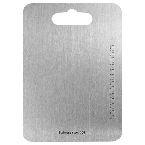 Planche à découper en acier inoxydable 304 - Hygiénique et résistante aux rayures - Pour légumes, pâte, pétrissage - Plan de travail de cuisine multifonctionnel - Ménage - Argent - 15×24 cm - 1 pièce (1/5)