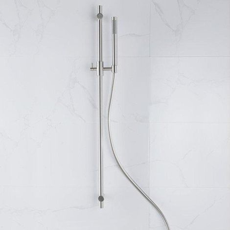 Fortifura Calvi Ensemble de douche avec barre curseur - douchette stylo - flexible lisse - Inox brossé PVD (1/4)