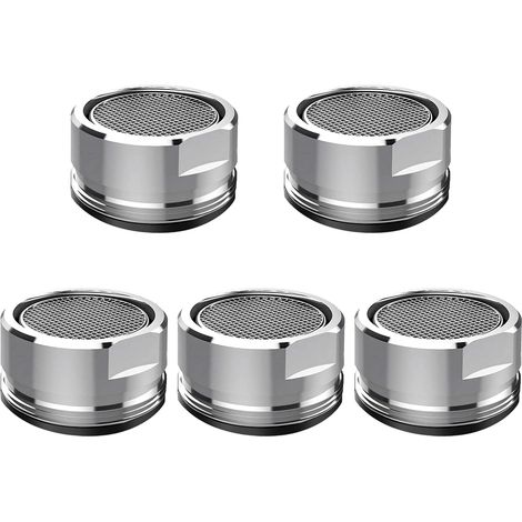Lot de 5 aérateurs de robinet, filtre de robinet, pièce de rechange pour robinet, aérateur fileté en laiton de 24 mm avec joint d'étanchéité