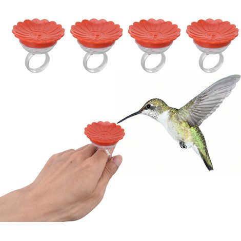 4/Vente de mangeoire à colibris Creative Ring, mangeoire à eau portable pour colibris, fleur rouge (1/5)