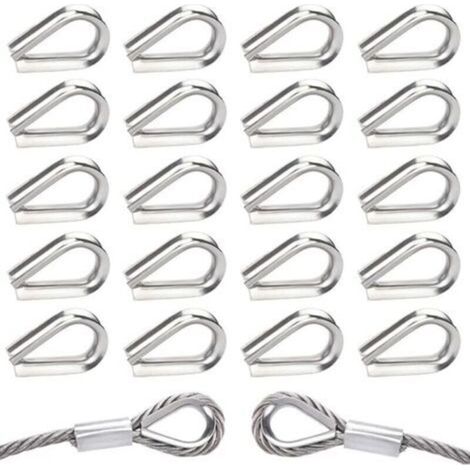 40 Pièces M5 Cosses de Câble Métallique en Acier Inoxydable 304 Cosse Coeur pour Cable Acier pour Câble Métallique 5mm (1/4)
