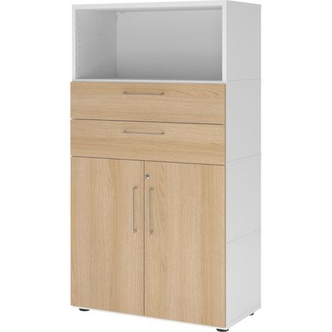 bümö flexi Aktenschrank groß mit Schubladen   Weiß/Eiche