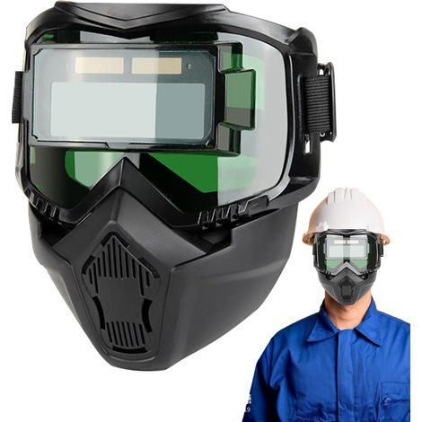 Casque de soudage à assombrissement automatique, visière de protection amovible, casque de soudage robuste de 29 cm (11,42 pouces) pour le traitement des métaux en usine, usage professionnel par soude