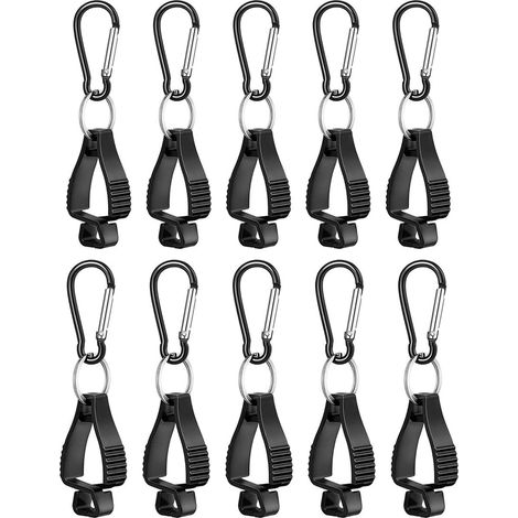 Lot de 10 pinces à gants (12 x 3,2 cm) - Porte-pinces à gants - Clips de sécurité - Pinces à gants de travail - Supports de gants en plastique en forme de A - Pour gants de travail, magasins de bricol
