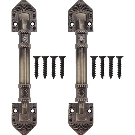 Lot de 2 poignées porte grange antiques, style rustique, en (1/5)