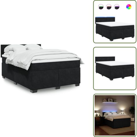 The Living Store Boxspringbett mit Matratze Schwarz 160x200 cm Samt - Boxspringbett - Doppelbett - Samtbett - Luxusbett - Schlafzimmermöbel