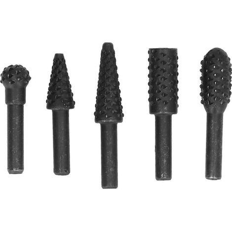 5-teiliges Set Rotationsfräser-Feilenaufsätze aus HSS-Stahl für Holzbearbeitung, Schnitzerei, Bohren, DIY-Schneidwerkzeuge, 1/4-Zoll-Schaft