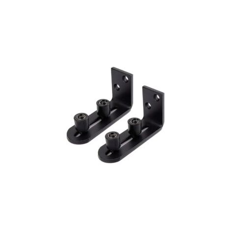 2PCS Guide Portail Coulissant Réglable Montage Mural Roues Doubles Fond Guide pour Accessoire de Quincaillerie de Porte de Grange Noir (1/5)