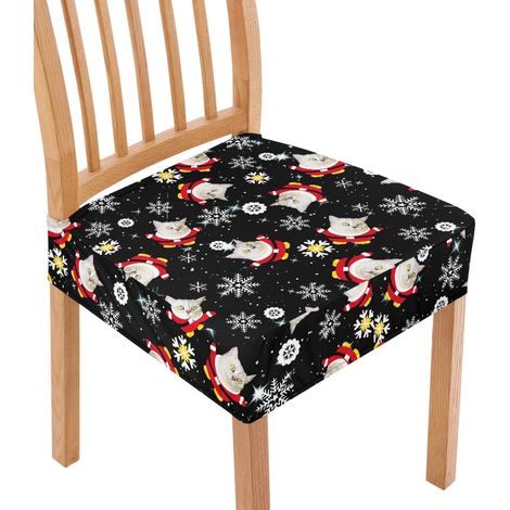 Housse De Chaise - Polyester Et Spandex - Pour Chaises De Salle À Manger - Élastique En Bas - Motif Chat - 2 Pièces (1/5)