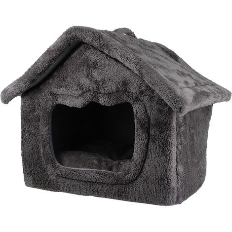 Maisonnette pour chat et petit chien – Imitation fourrure – Coussin amovible – Dimensions 45x39x44 cm – Effet cocooning – Chadog (1/4)