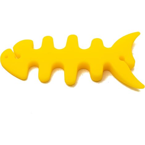 Câble de câble Wrap Enrouleur de câble en Silicone Forme Poisson Enrouleur Protection pour Casque, Jaune (1/4)