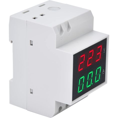 Ej.Life Spannungsampere-Messgerät, digitales Spannungsampere-Messgerät DIN-RAIL Hochgenaues Doppelanzeige-Voltmeter-Amperemeter AC80-300V AC0-99.9A (1/5)
