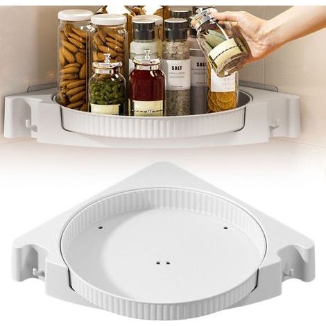 Corner Shower Shelf - 360° Rotating Organizer - Towel Rack - Plastic - Light Gray/Matcha Green
