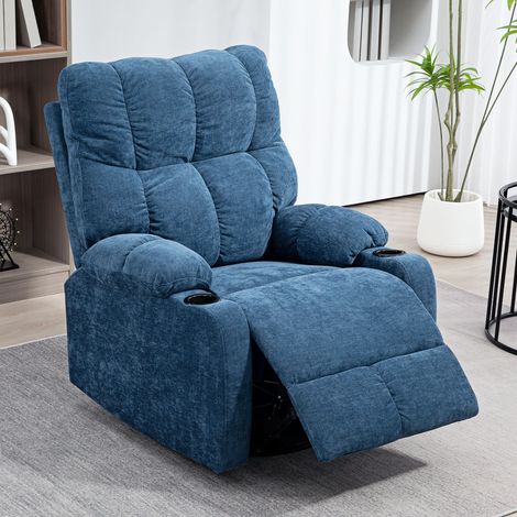 Relaxsessel mit Fußstütze, Liegesessel, drehbar, bis 150 kg, Stahlrahmen, 88x96x108cm, Dunkelblau (1/5)