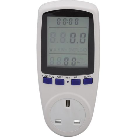 Compteur d'Électricité Numérique avec Prise UK, Affichage LCD, Protection Surcharge et Voyant LED - 230V (1/5)