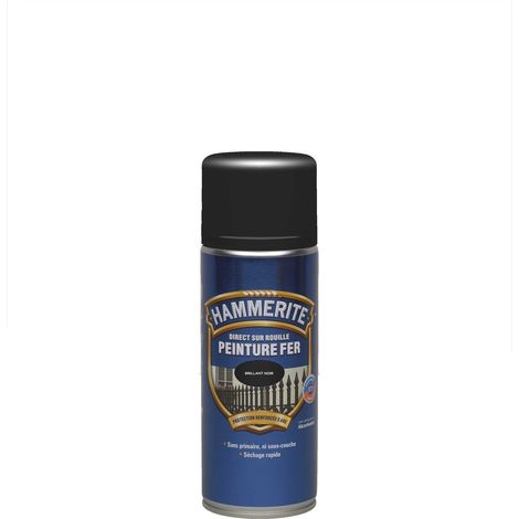 Peinture Fer aérosol Direct sur Rouille - Brillant Noir - 400 ml - Hammerite