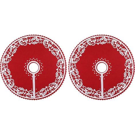 Jupe sapin de Noël -Jupe d'arbre de 30,5 cm - Avec motif floral - Pour la fête du Nouvel An (2PCS) (1/5)