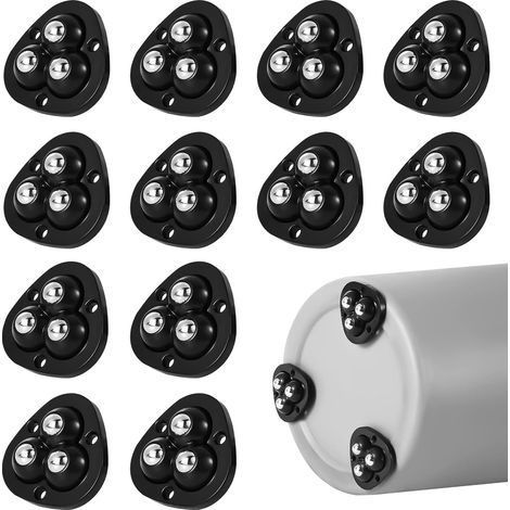 16pcs Mini Poulie Adhésive, Roulettes Auto-Adhésives Rotation à 360 Degrés Roues Pivotantes Poulie à Rouleaux Petites Roues pour Boîte de Rangement de Voiture Jouet Étagères À Chaussures (Noir) (1/5)