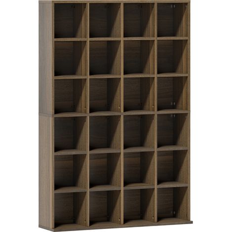 Meuble de rangement multimedia 456 CD 336 DVD bibliothèque en bois étagères ajustables 89x130.5 cm marron (1/5)