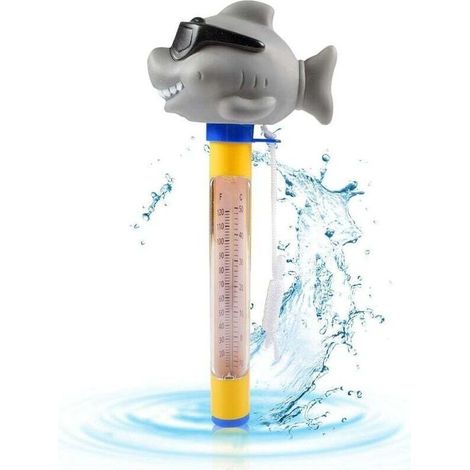 Schwimmbadthermometer, schwimmendes Haifisch-Schwimmbadthermometer, schwimmendes Schwimmbadthermometer mit Trageband (1/4)