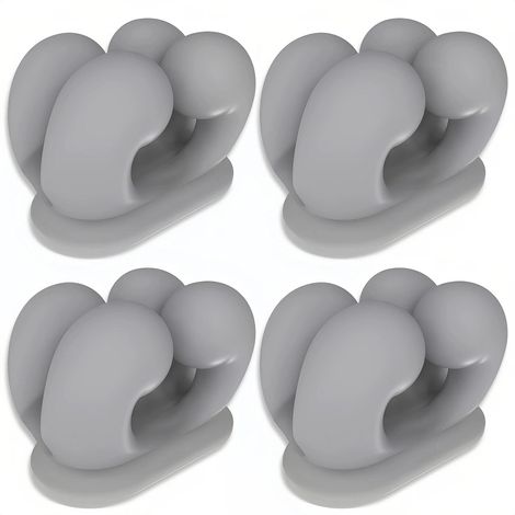 Support Rasoir Douche 4 Pièces en Silicone Gris - Porte Brosse à Dents Mural Sans Percer, Multifonction pour Rasoirs, Brosses à Dents et Clés