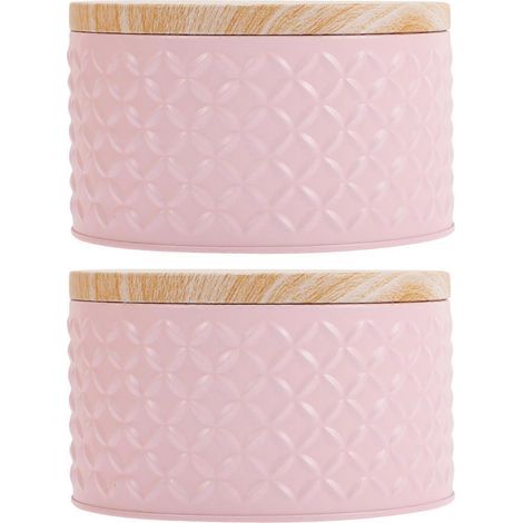 2er-Set Metalldosen zur Aufbewahrung von Süßigkeiten, Keksen und Kuchen, multifunktionale Aufbewahrungsboxen – 13,7 x 13,7 cm – Rosa (1/4)
