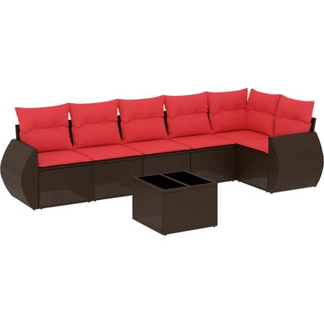 Maison Exclusive - 7-teiliges Gartensofa-Set mit Kissen, braun, P