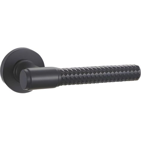 Serrure de porte minimaliste de luxe léger, poignée de porte moletée pour chambre à coucher, noire (1/5)