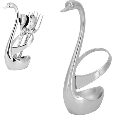Porte-couverts innovant en forme de cygne, range-couverts, fourchettes et cuillères, argenté (1/5)