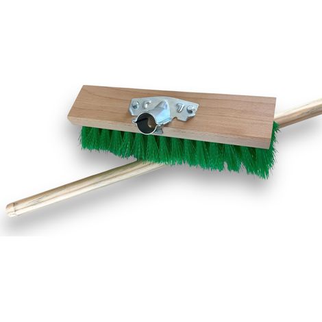 Balai de Jardinage cantonnier 32 cm avec Manche Bois 1,40 m Fibre Verte ondulé résistante Sortie 70 cm Idéal extérieur et sols Difficiles Nettoyage Puissant et Durable Kibros VC848M (1/5)