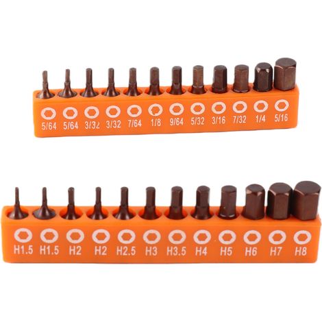 [JAMAIS UTILISÉ]Coffret de 24 forets à tête hexagonale, queue hexagonale 1/4 pouce, acier allié S2, dimensions métriques et SAE, pour usage industriel, 25 mm, avec support de rangement (1/5)