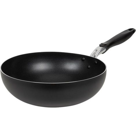 Wok Resto 30 cm Nero Manico Ergonomico Antiaderente