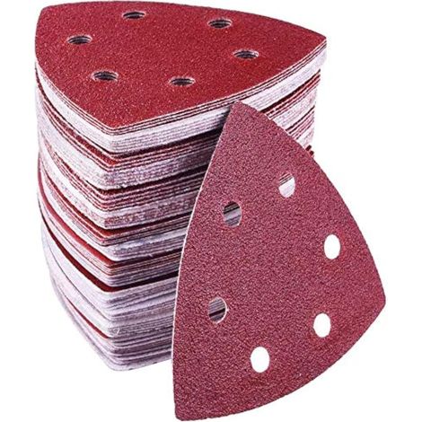 Lot de 72 triangles abrasifs delta - 6 trous - 93 x 93 x 93 mm - grains 40/60/80/120/180/240 - triangle de poncage pour ponçage et polissage (1/5)