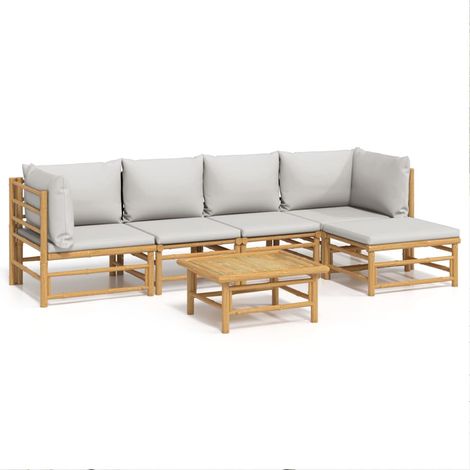 Maison Exclusive - 6-tlg. Garten-Lounge-Set mit Hellgrauen Kissen