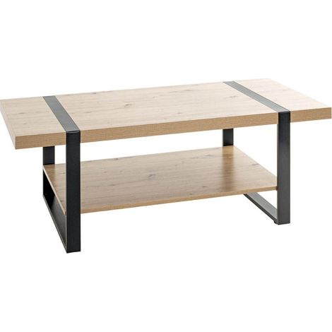 Table Basse "Miranda" 120cm Chêne & Noir (1/5)