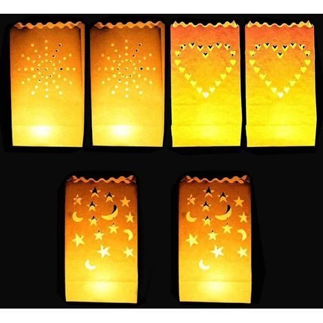 30 bolsitas para velas pequeñas, 3 diseños, papel ignífugo, LED (1/5)