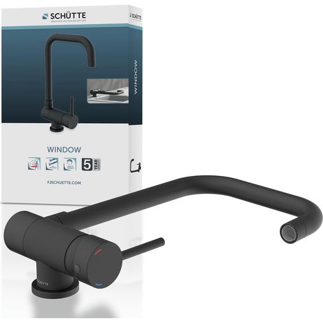 24556 Robinet de Cuisine Mitigeur Monocommande Sous Fenêtre, Flexible Rabattable 360° Pivotant, Noir (1/5)