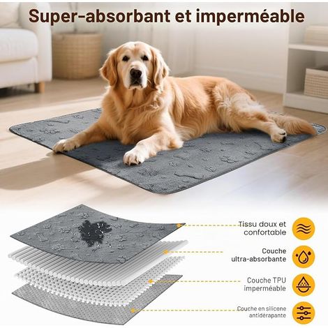 Washable Puppy Training Pads Dog Pee Mat Reusable Absorbent Waterproof Pet Bed Pads Non-Slip with Paws and Bone Design – 90 x 100 cm (1/4)