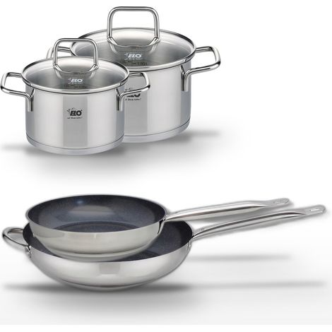 Lot 2 Poêles 28/32cm et 2 Faitouts 12/14cm Elo Profi Therm Platinum (1/5)