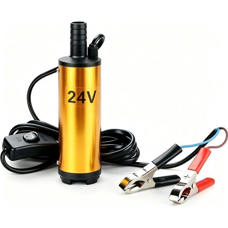 Pompe De Transfert De Carburant Diesel, 24V 51mm Pompe Transfert Carburant Diesel Avec Filtre, Pompes à Huile électrique 24V Multifonctionnelle Pour Huile, Eau(Sans filtre) (1/4)