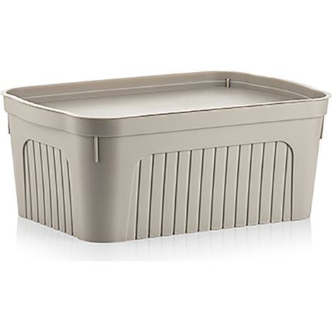 Contenedor de almacenamiento de plástico Binio de 17 litros, color beige. (1/3)