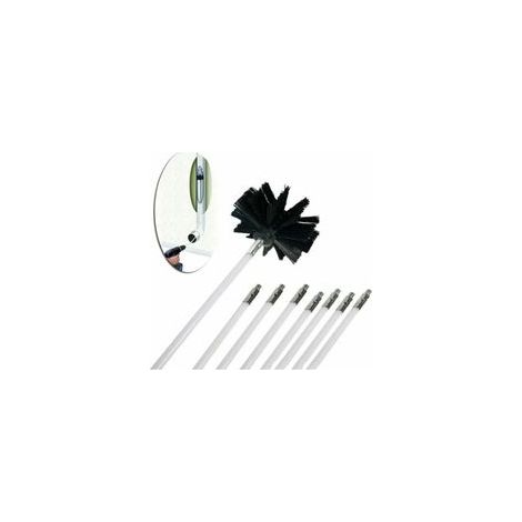 Kit de ramonage 8 tiges flexibles + tête de brosse, nettoyeur de cheminée rotatif – (1/5)