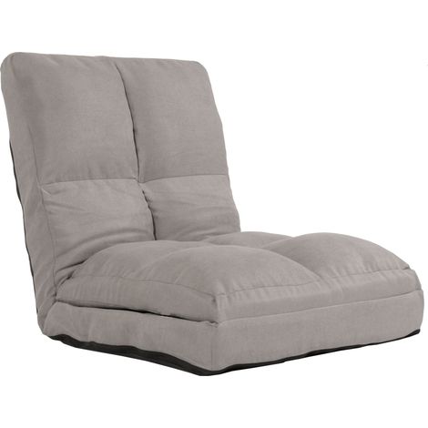 Fauteuil de sol pliant avec fonction lit cadre en acier revêtement en velours gris clair 040006372 (1/5)