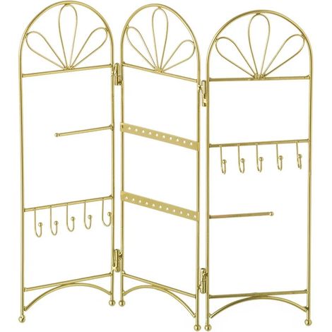 Portagioie Pieghevole in Metallo Dorato Organizer Gioielli Stile Shabby Chic