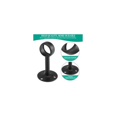 Staffa da soffitto per asta per tende – Set da 2 – Ferro nero resistente – Per aste fino a 2,5 cm di diametro – Crezuo